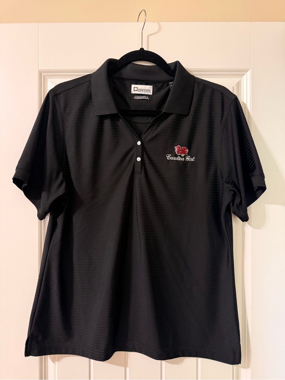 Divots Gamecock "Carolina Girl" Black Performance Golf Polo Shirt - Women's